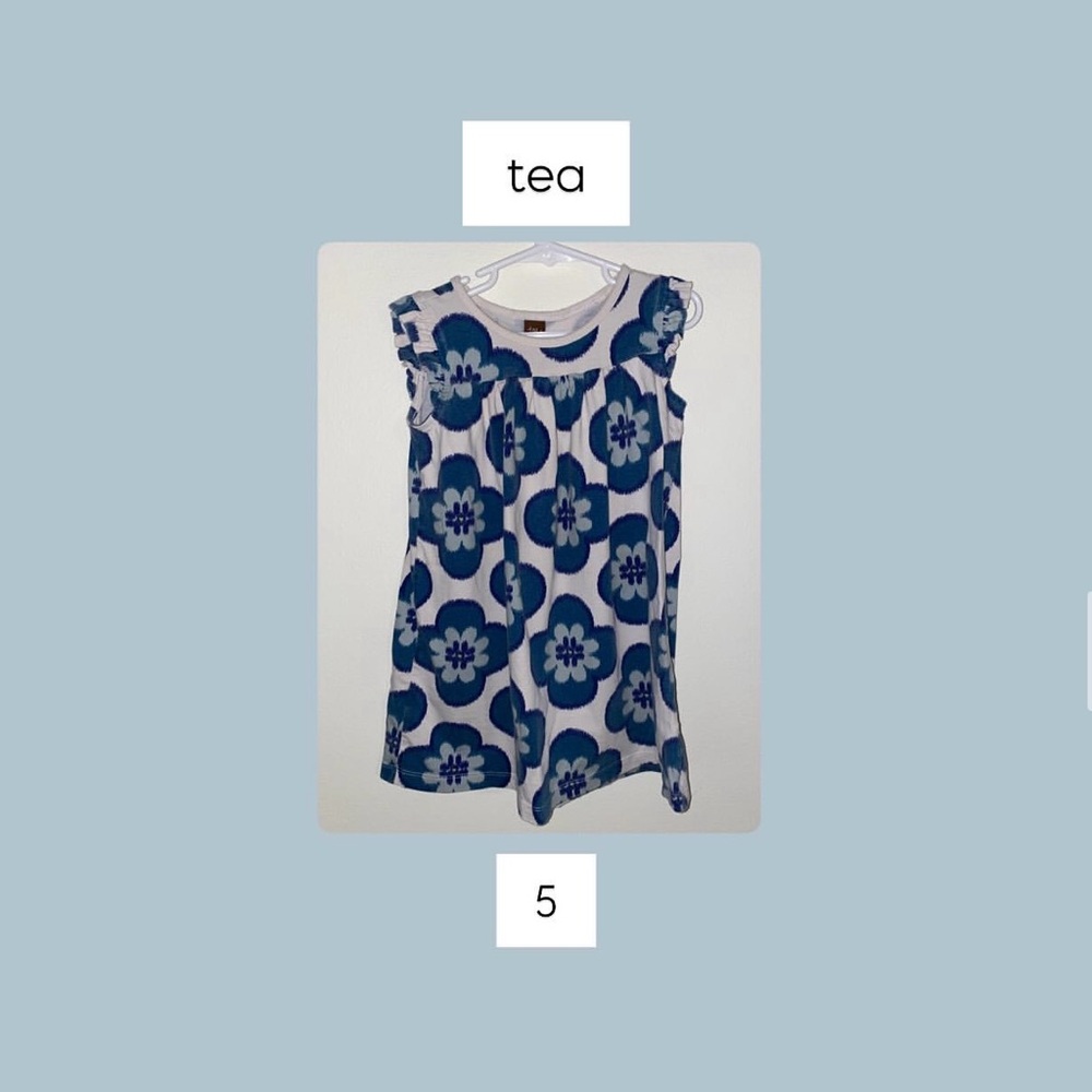 Tea Collection Blue and White Floral Dress